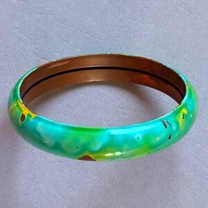 CRAFTSMAN Bracelet Bangle Copper with Enamel Distressed Style 7-1/2"
